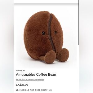 Jellycat Amuseables Brown Coffee Bean Plush